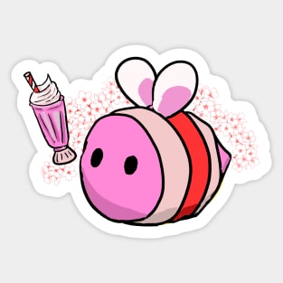 Strawberry Milkshake Bee Sticker